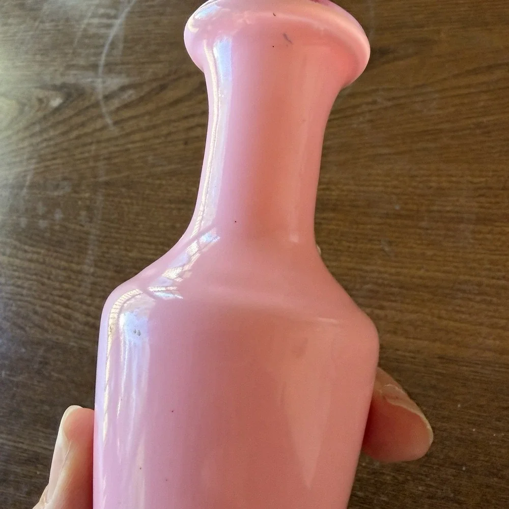 Vintage Coquette Pink Cased Glass Bud Vase MCM Flared Rim Floating Art Glass